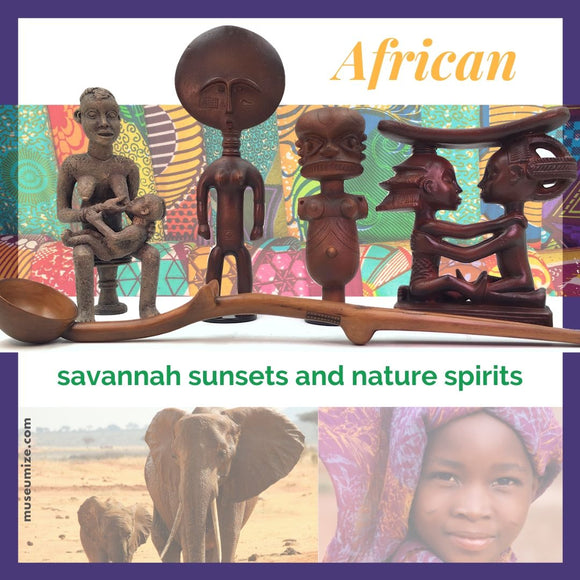 african art, replicas of tribal art, africa savannah, parastone statues