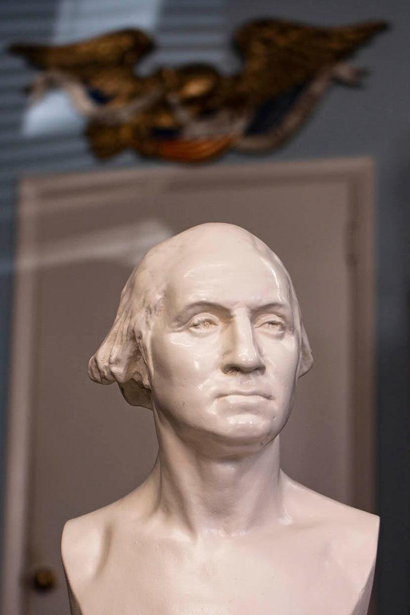 George Washington American President Portrait Bust by Houdon White Finish 11H - Museumize.com