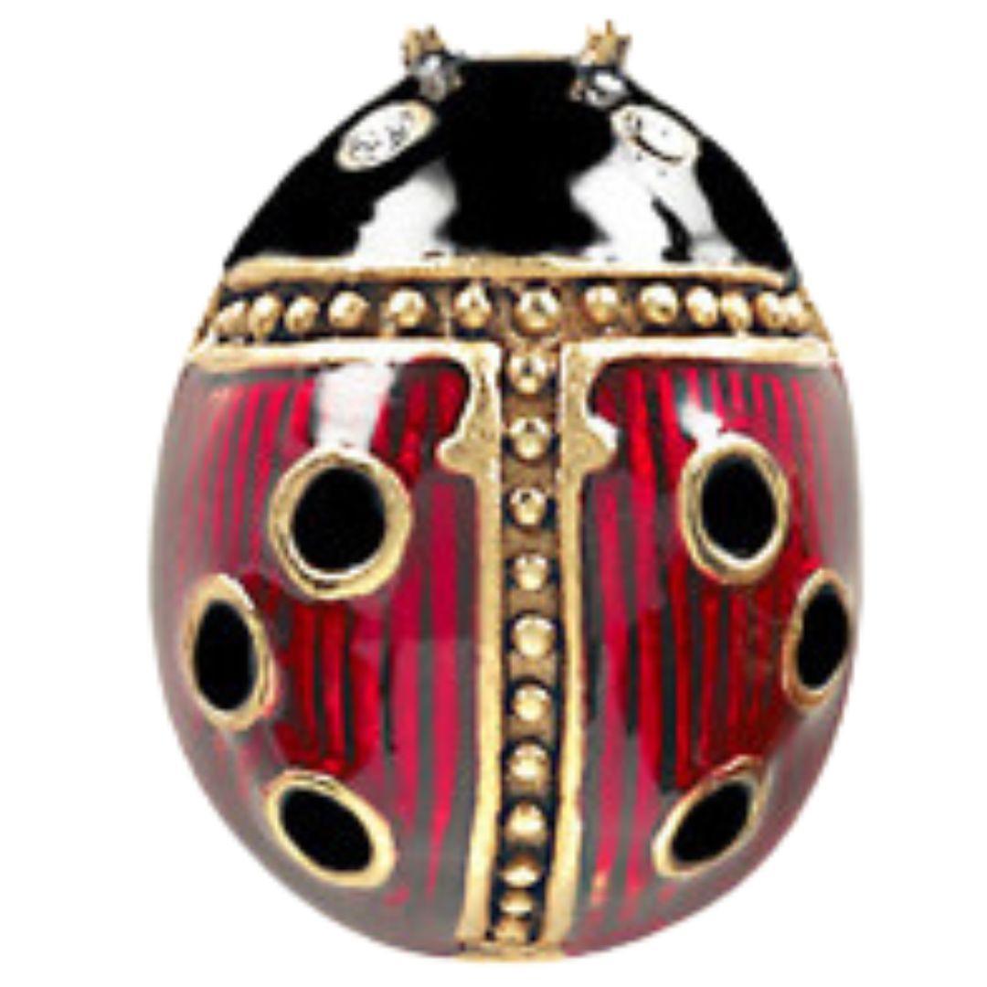 Ladybug Red Black Enamel over Pewter Solid Fancy Tie Tack Pin 5/8L - Museumize.com