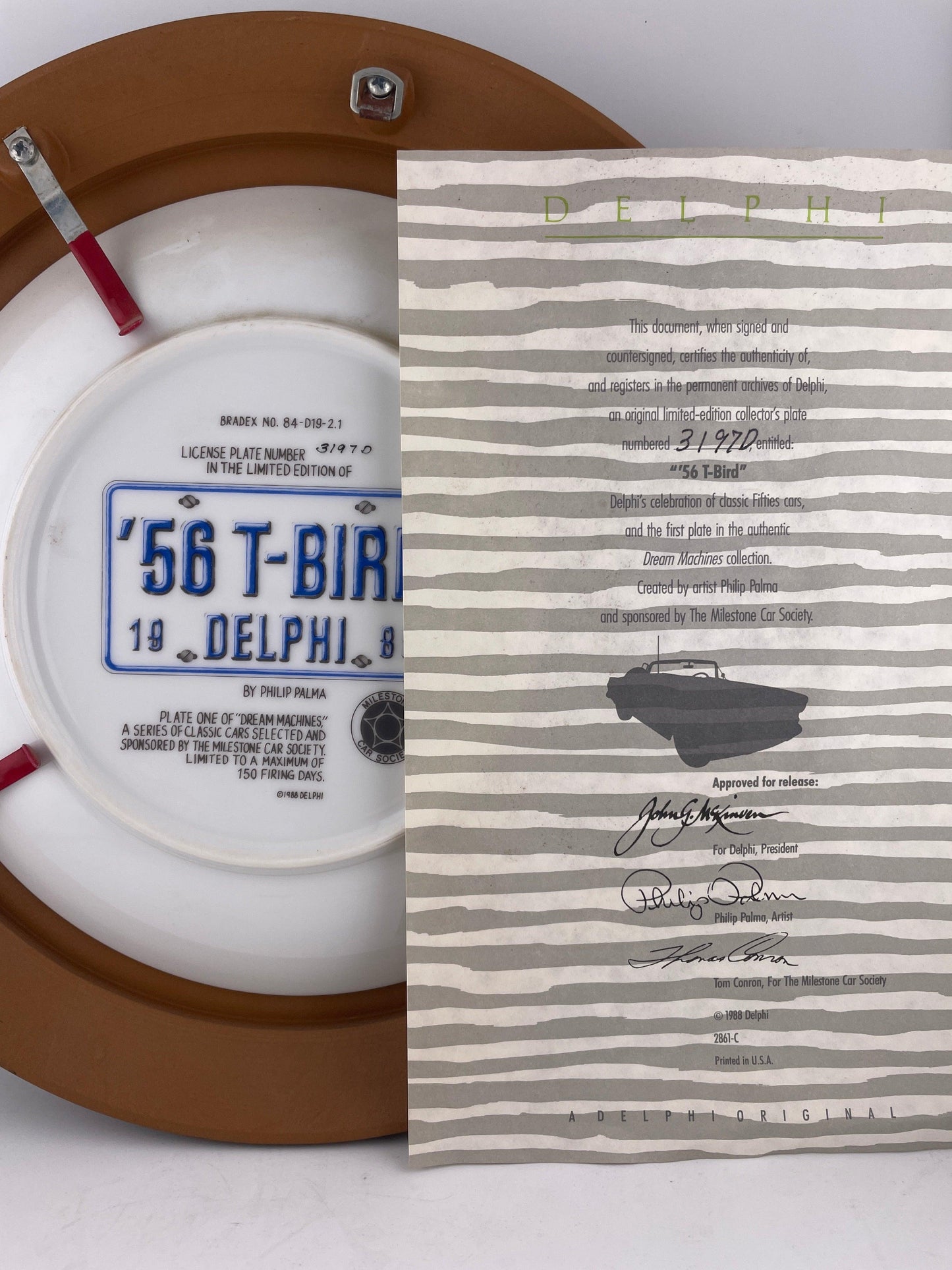 Collectible Plate - 56 T-Bird Framed Plate by Philip Palma – Dream Machines Series, Delphi 1988 ATTIC no returns - Museumize.com