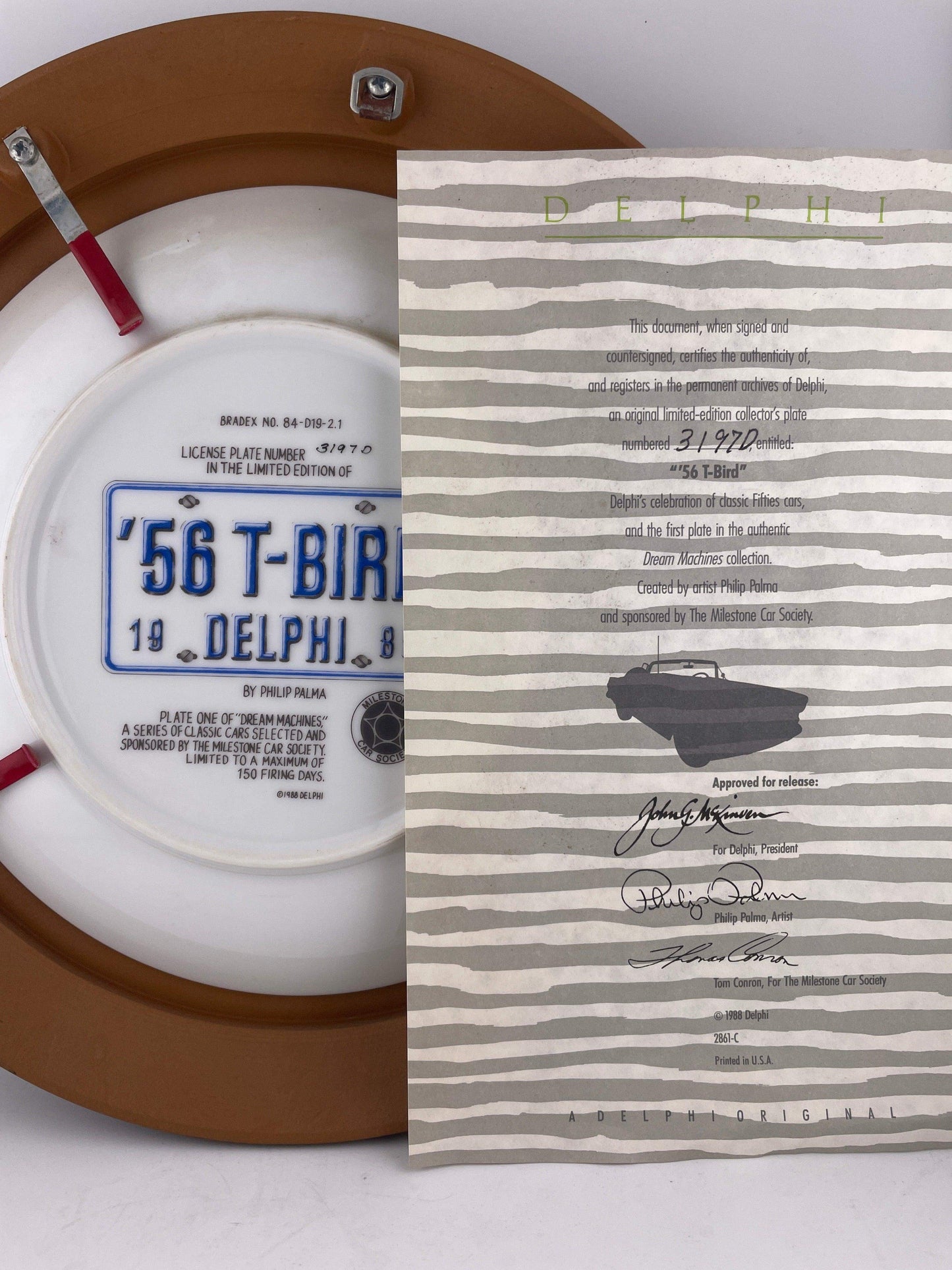 Collectible Plate - 56 T-Bird Framed Plate by Philip Palma – Dream Machines Series, Delphi 1988 ATTIC no returns - Museumize.com