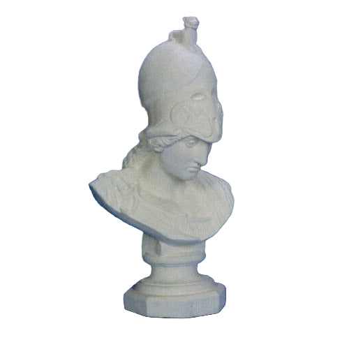 Athena Minerva wearing warrior helmet large scale sculpture bust.