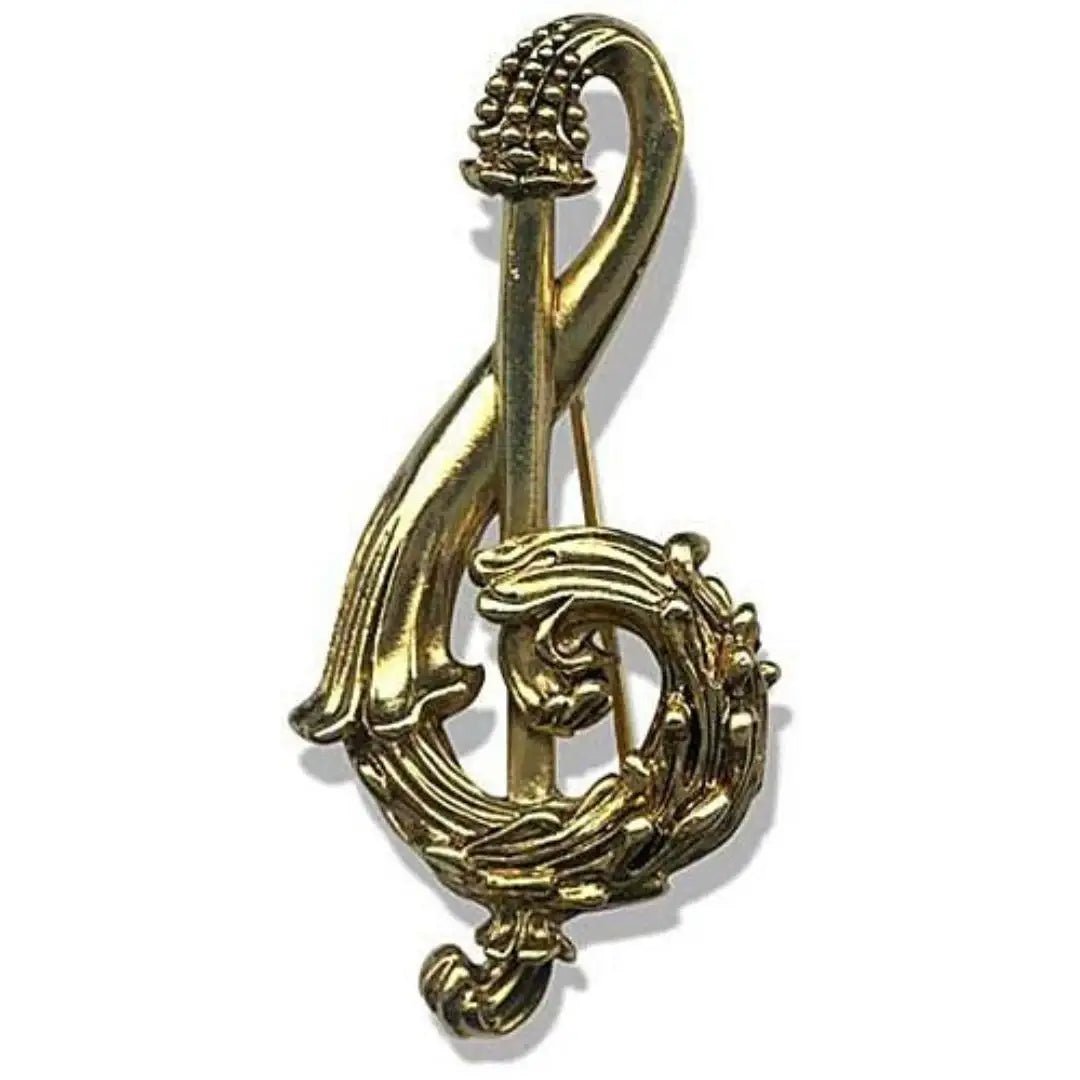 G Clef Musical Symbol Ornate Victorian Brooch Pin for Music Teacher 2.5H - Museumize.com