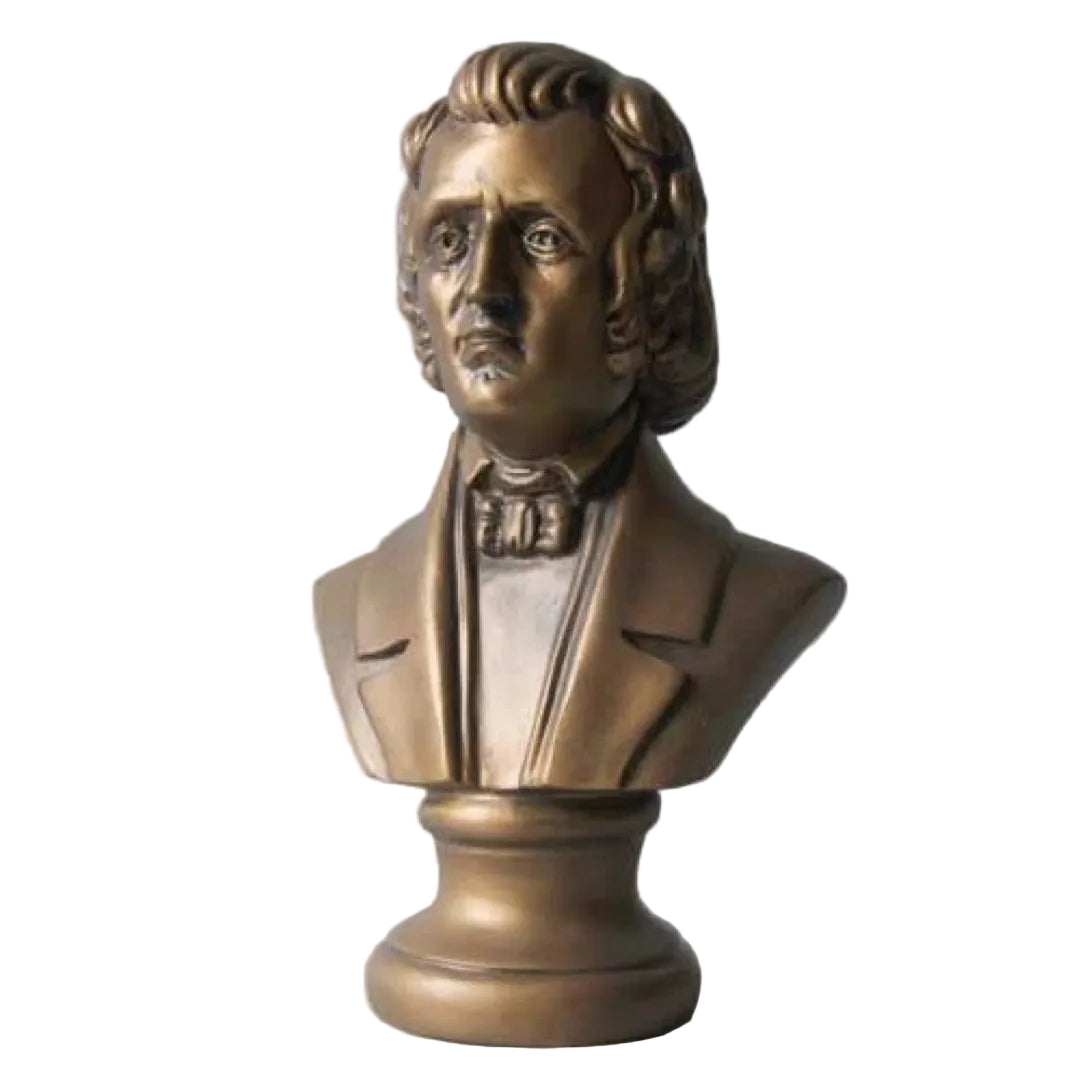 Chopin Composer Portrait Bust Small Bookshelf Size 11H - Bronze Finish