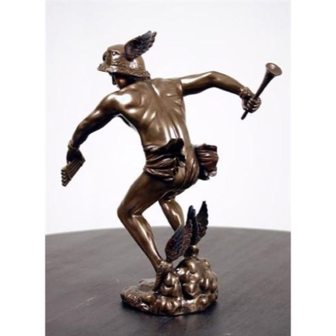 Back view Mercury Taking Flight Statue