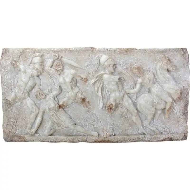 Greek Plaque Battle Between Greeks and Amazons Wall Hanging Relief 26.75L