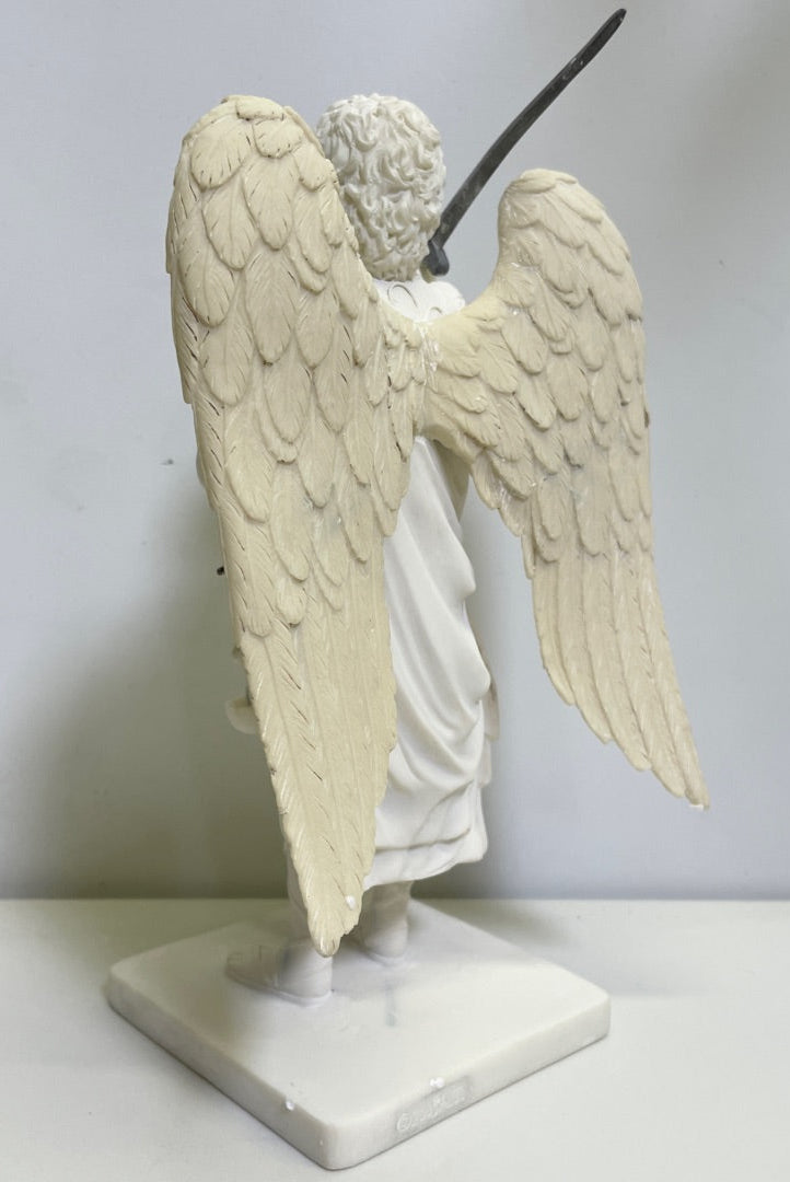 Statue - Archangel Michael With Scales White 8.25H AS IS ATTIC no returns - Museumize.com