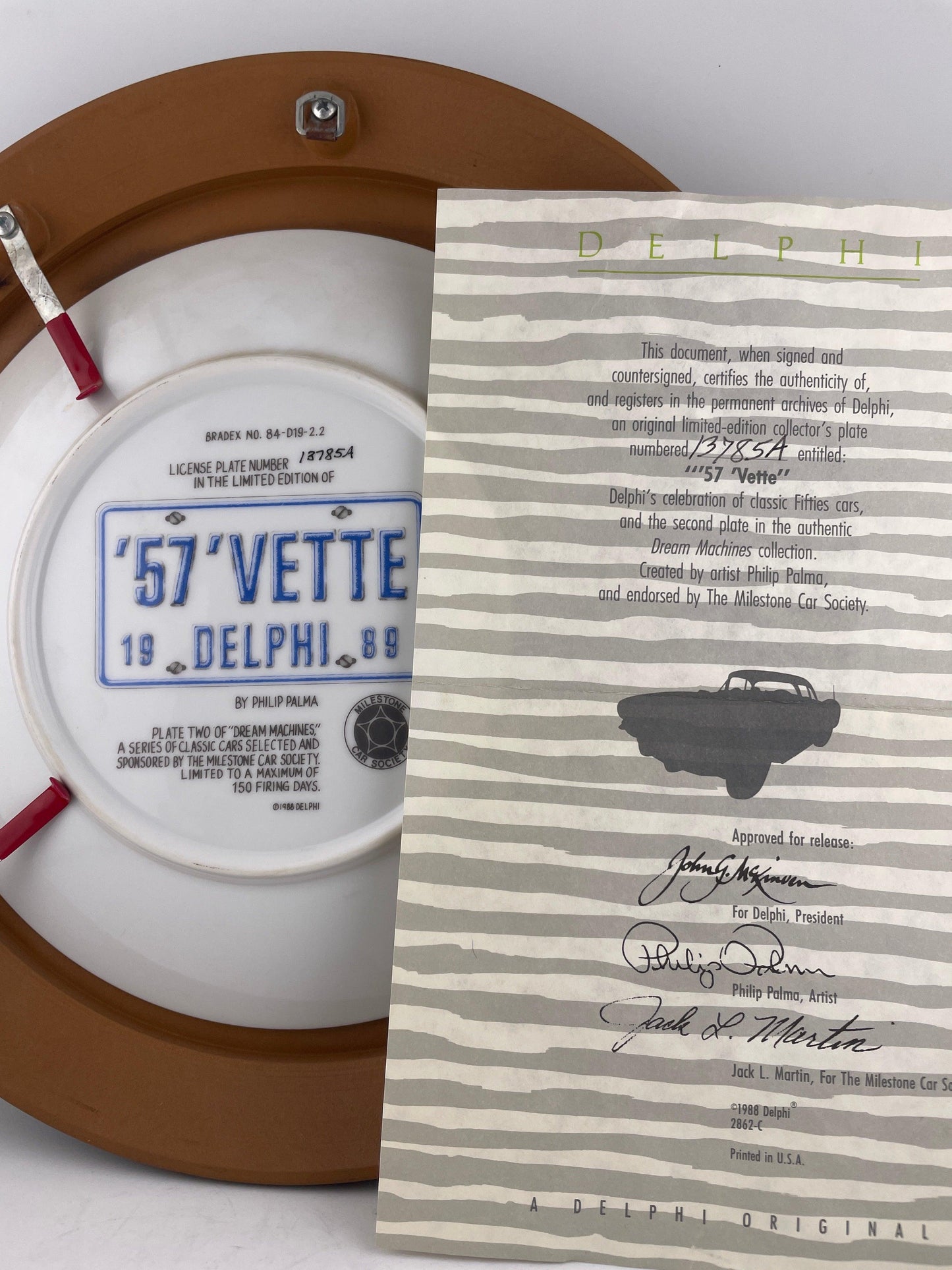 Collectible Plate - 57 Vette Framed Plate by Philip Palma – Dream Machines Series, Delphi 1988 ATTIC no returns - Museumize.com