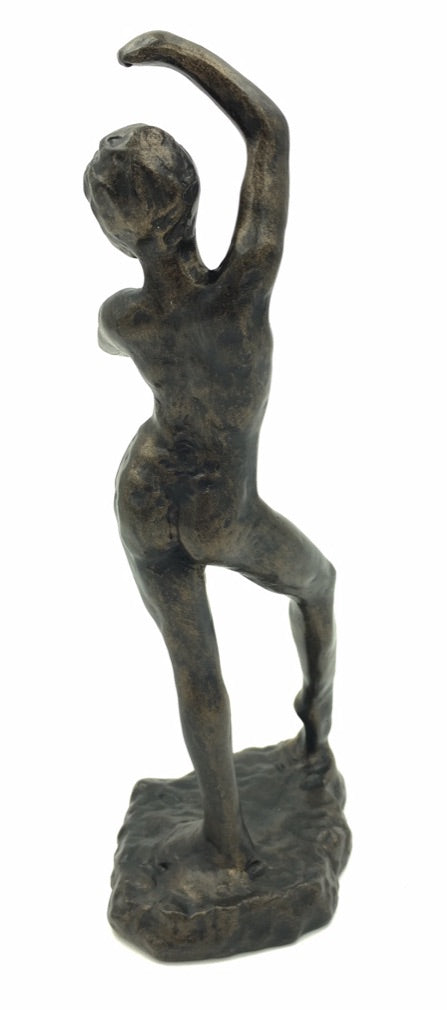 Bronze ballerina sculpture dancer figure on textured base, ballet decor art