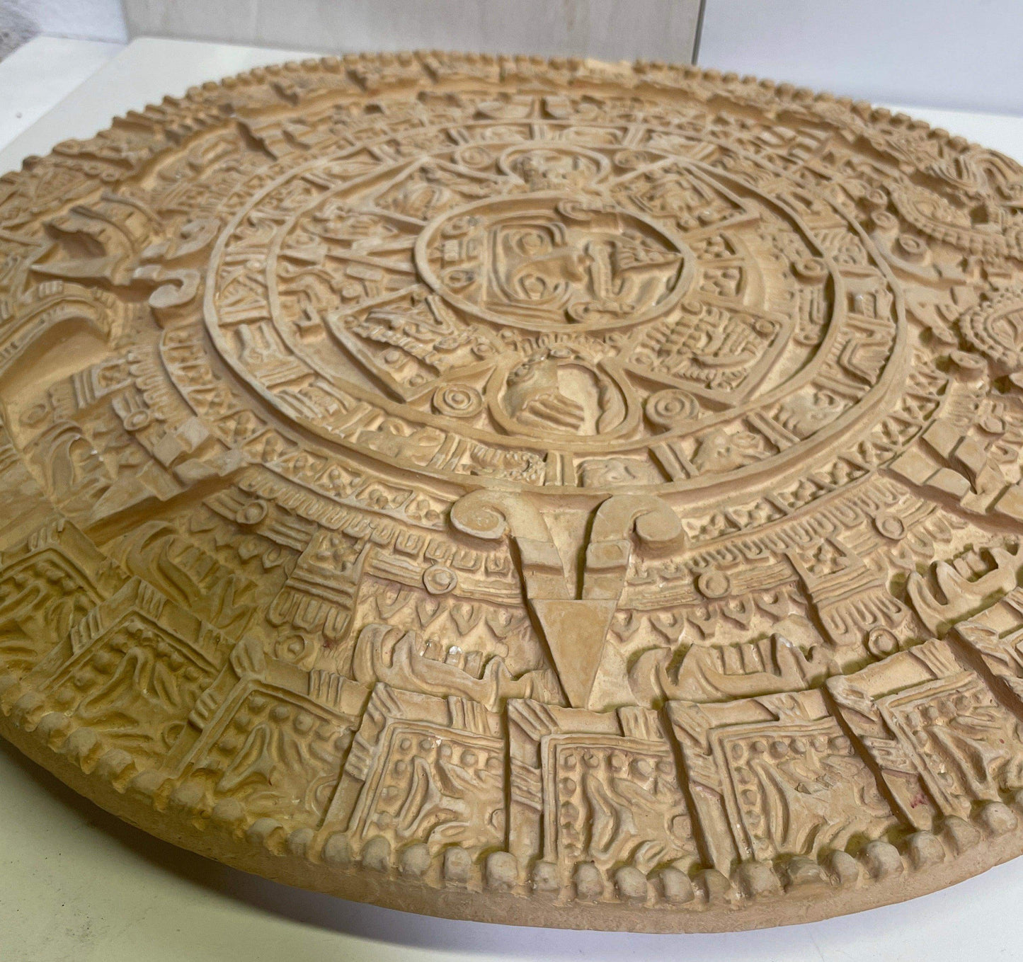 Relief - Aztec Calendar Precolumbian 17 x 17 x 0.75 in AS IS ATTIC no returns - Museumize.com