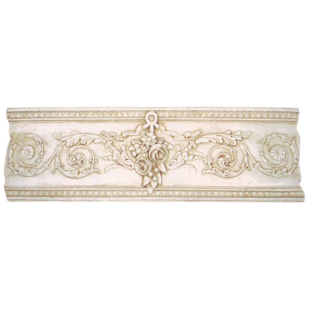 Wall Plaques - Flower Relief Wide Narrow Classical Wall Sculpture 13H x 42W - Museumize.com