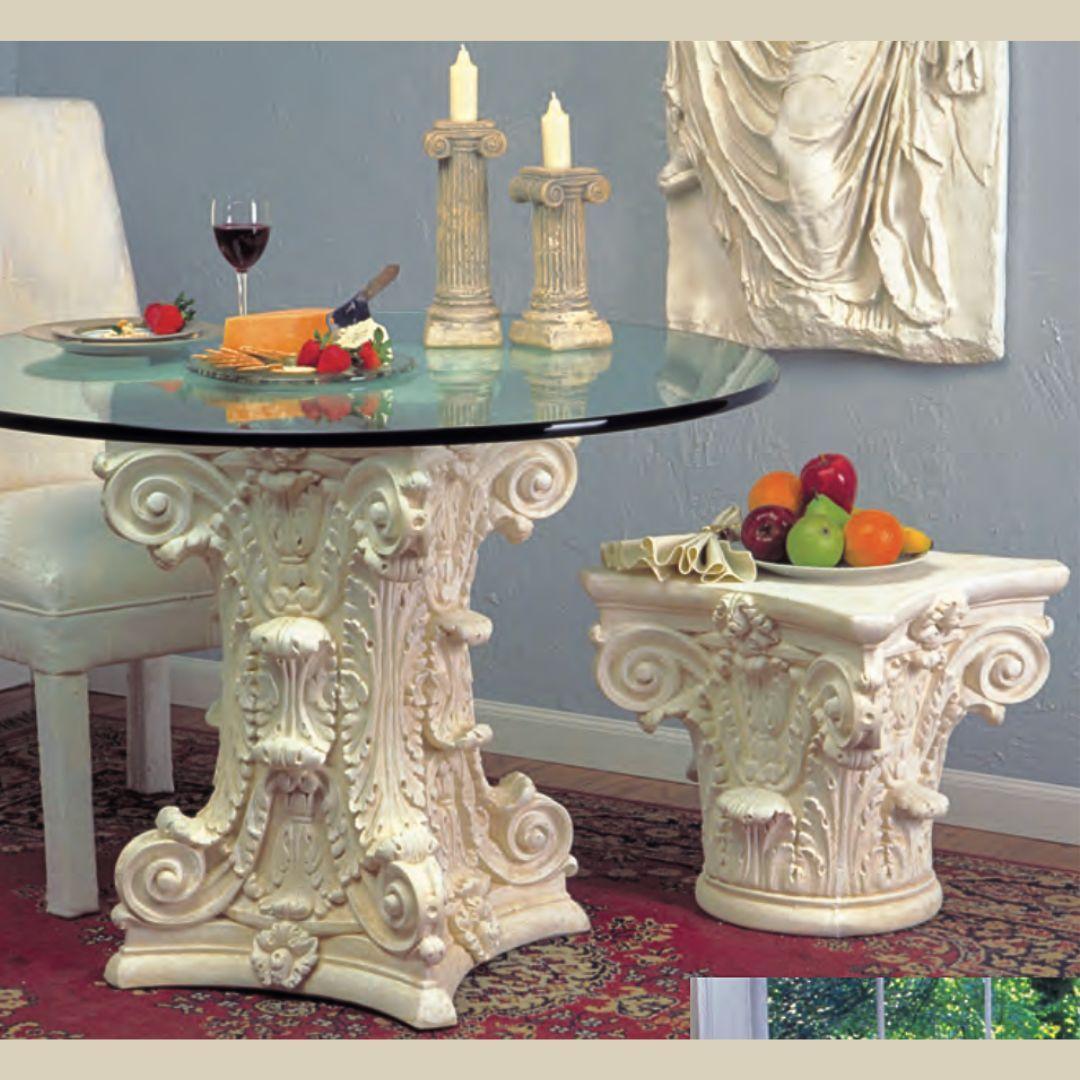 Fleur Corinthian Column Leaves Flowers Ornate Dining Table Base 29.25H - Museumize.com