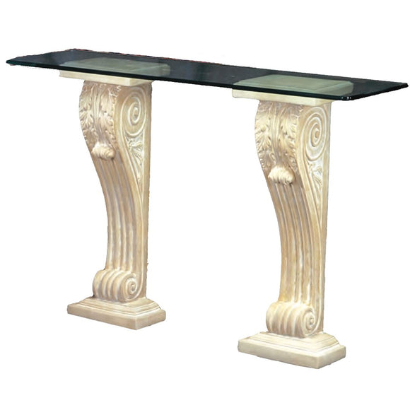 Scroll Wall Console Pedestal Base for Glass Top 31.5H