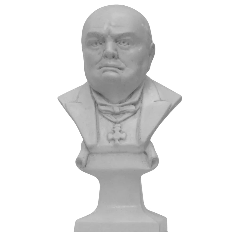 Bust of Winston Churchill 7 in, Made in USA, Plaster