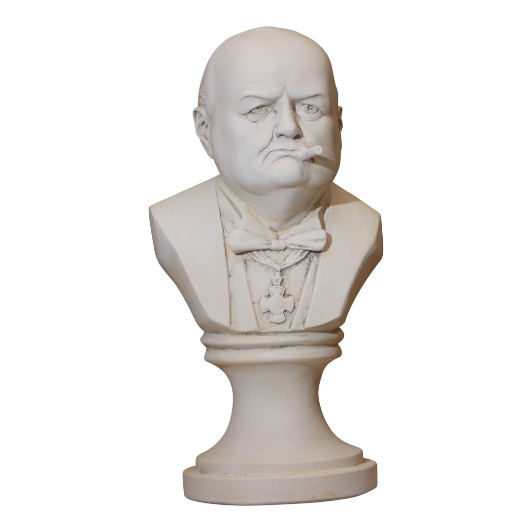 Bust of Winston Churchill with Cigar, Made in USA, Plaster