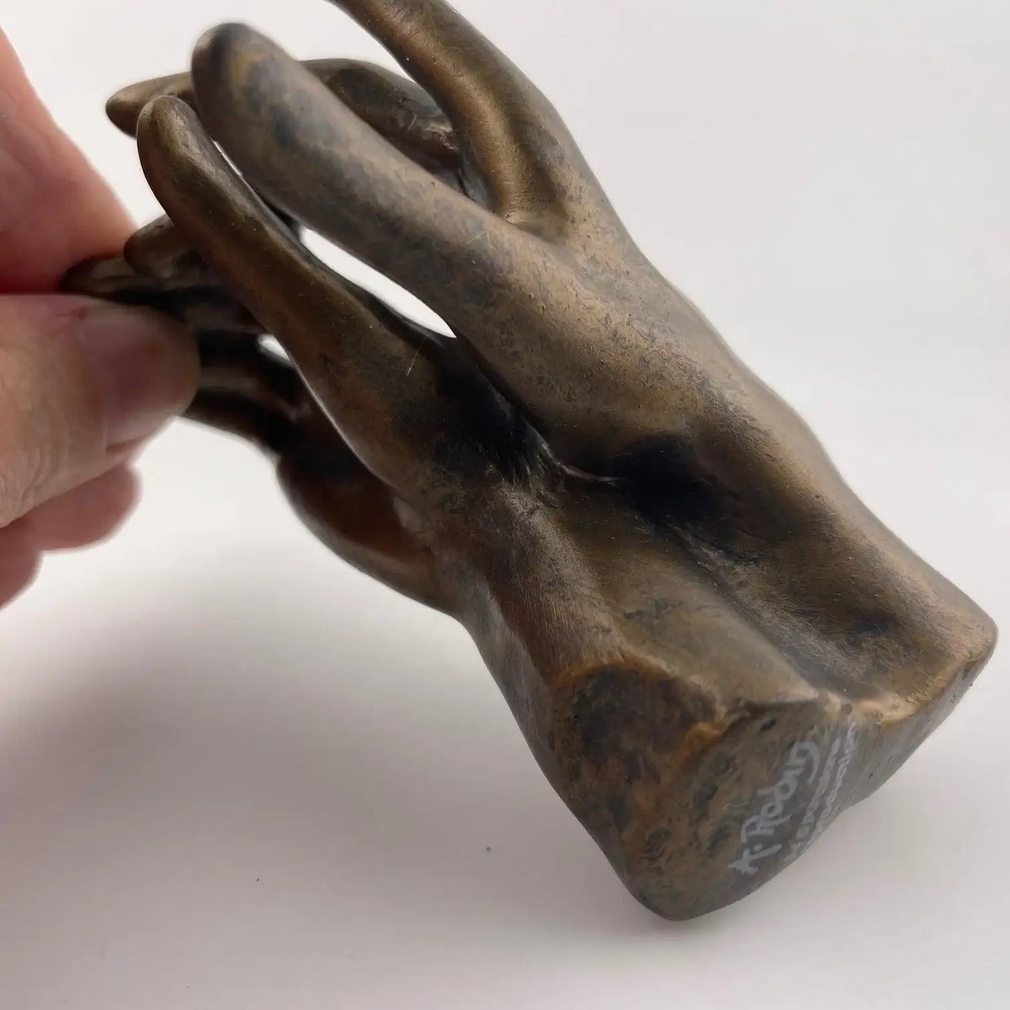 Detail of Two Holding Hands Small Figurine Expressive Statue by Rodin 3.75L - Museumize.com