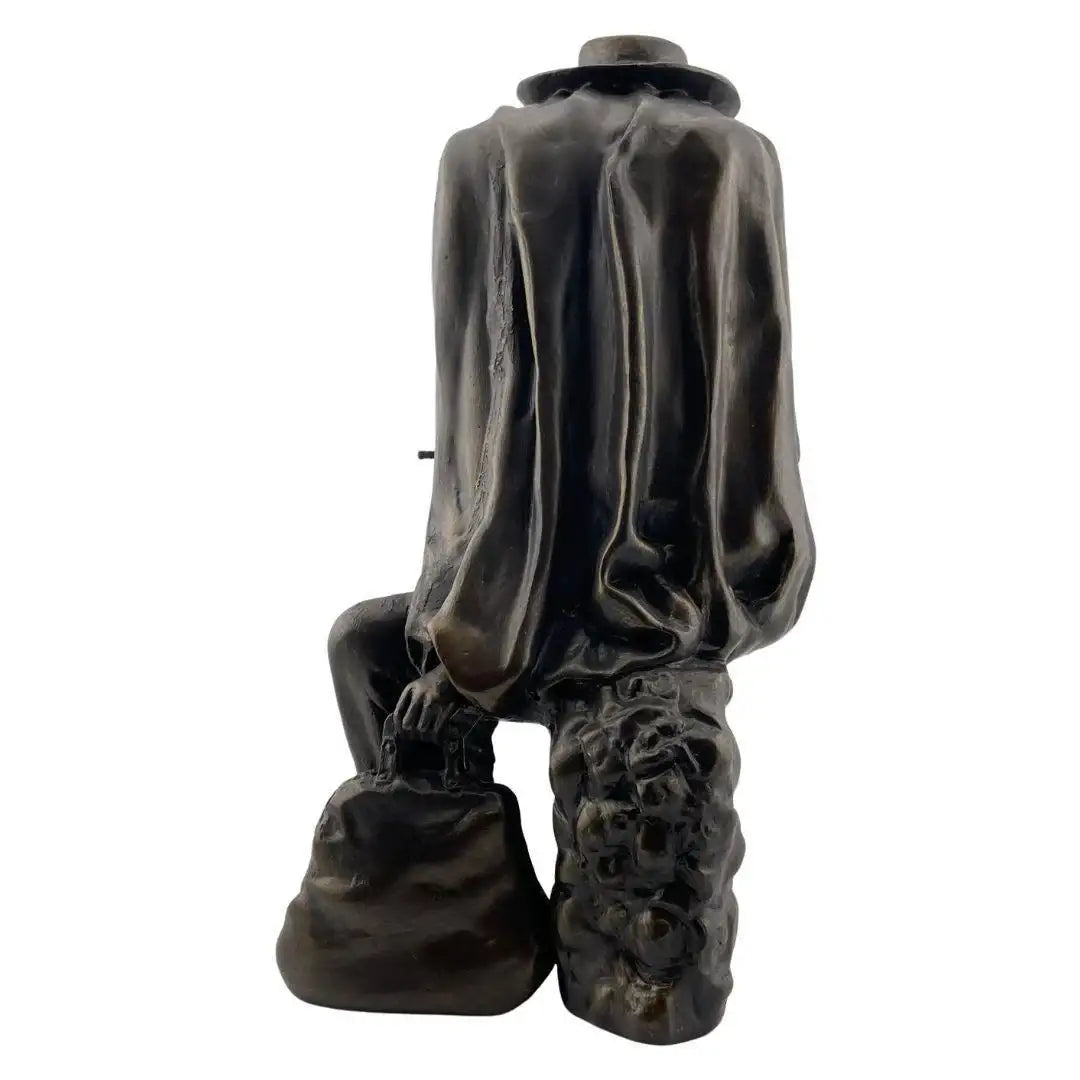 Magritte Healer (le Therapeute) Man with Birdcage Body Seated on Rock Surrealism Statue 7.75H - Museumize.com
