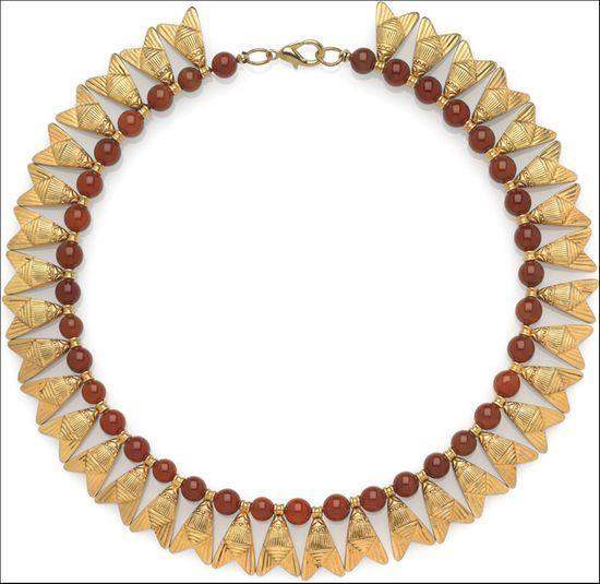 Egyptian Fly Pendant Necklace with Red Carnelian Beads 16L - Museumize.com