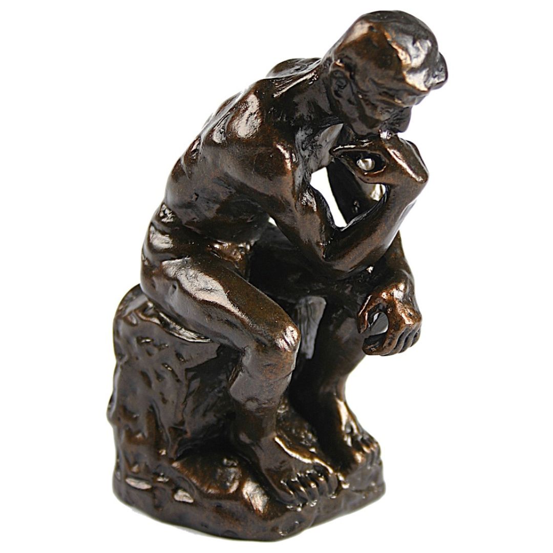 Side view Miniature Rodin The Thinker museum replica figurine by Parastone.