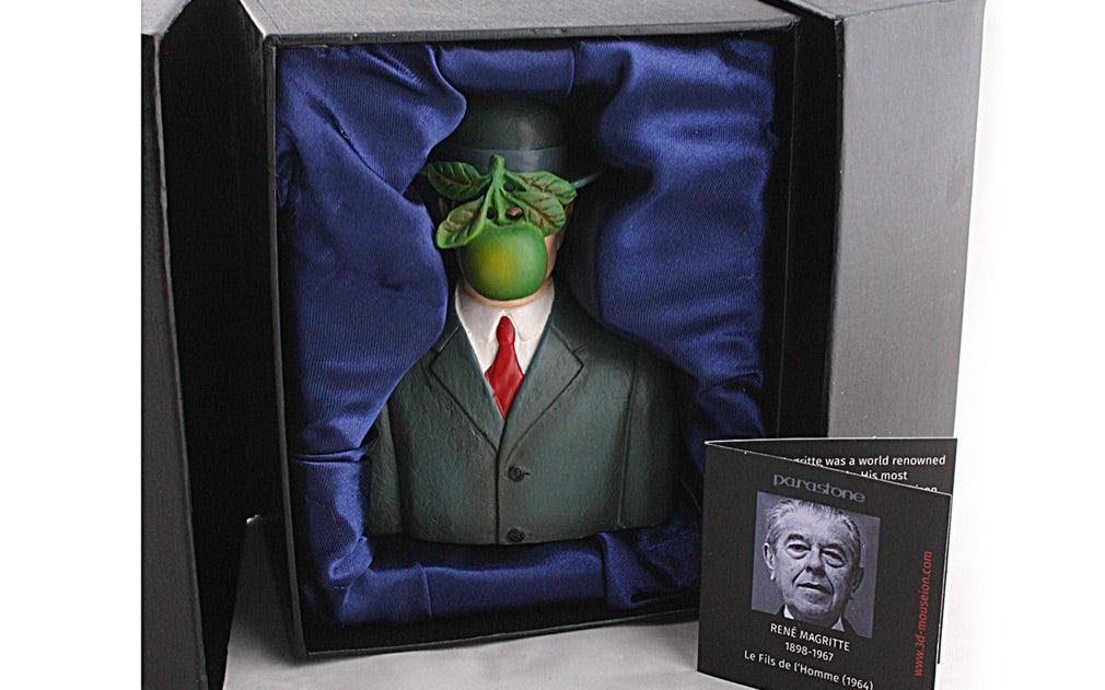 Bowler Hat Man with Green Apple Son of Man Statue by Magritte, Assorted Sizes - Museumize.com