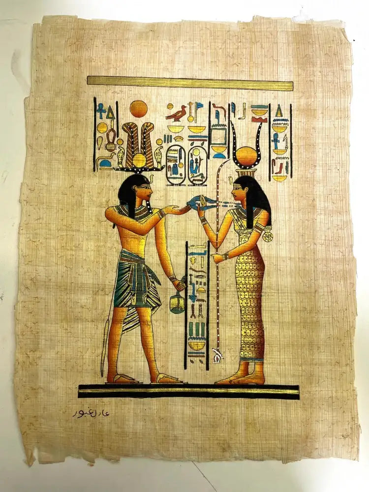Egyptian gods hand-painted on papyrus from our Attic Collection—authentic, affordable, and limited stock.