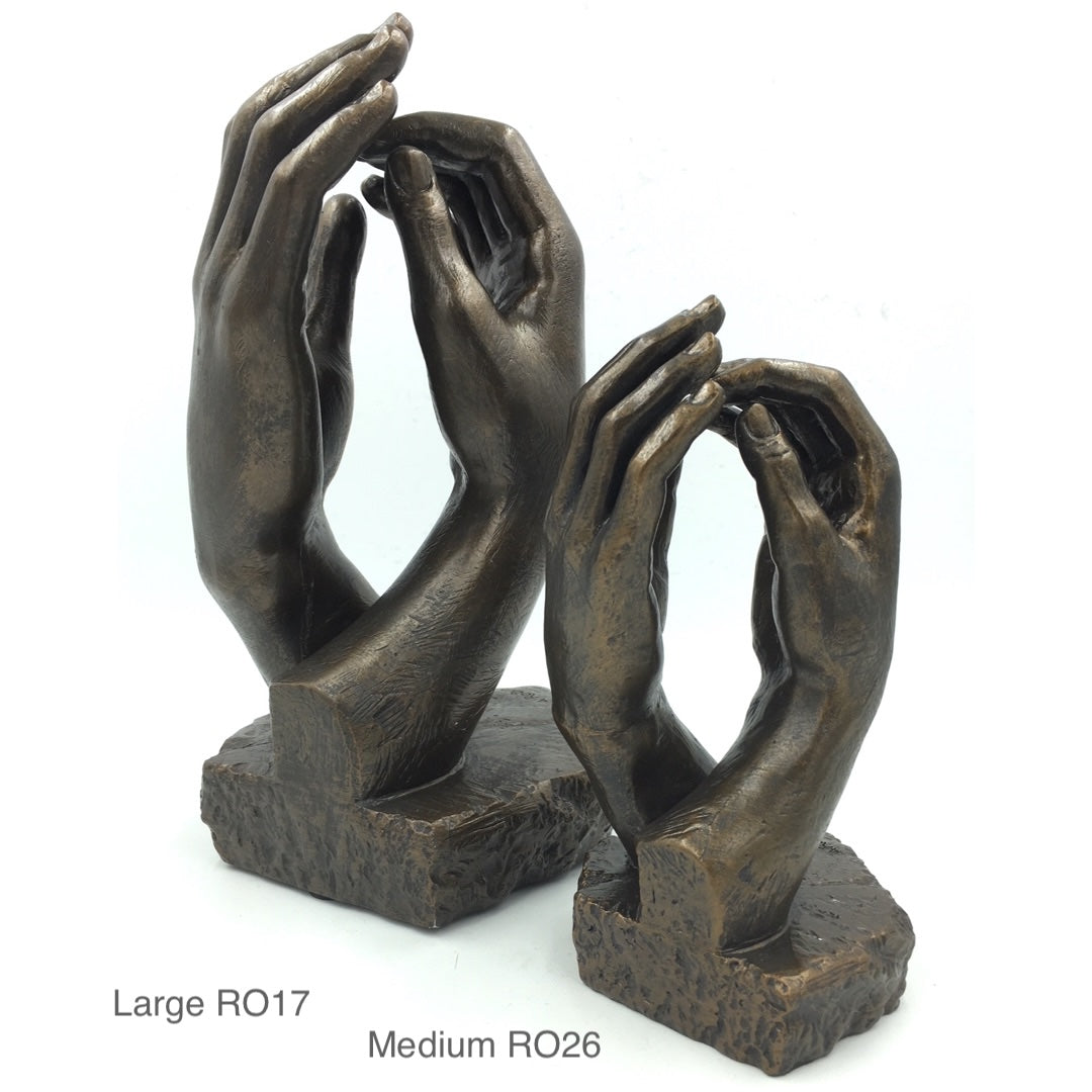 Rodin Cathedral Clasping Hands sculpture, two sizes replicas