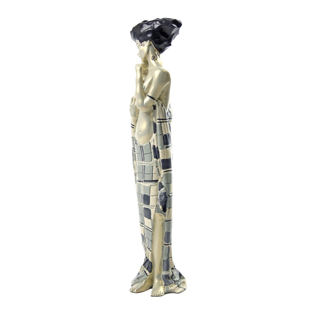Gertie Schiele Graceful Art Nouveau Portrait in Checkered Cloth by Egon Schiele 11.5H