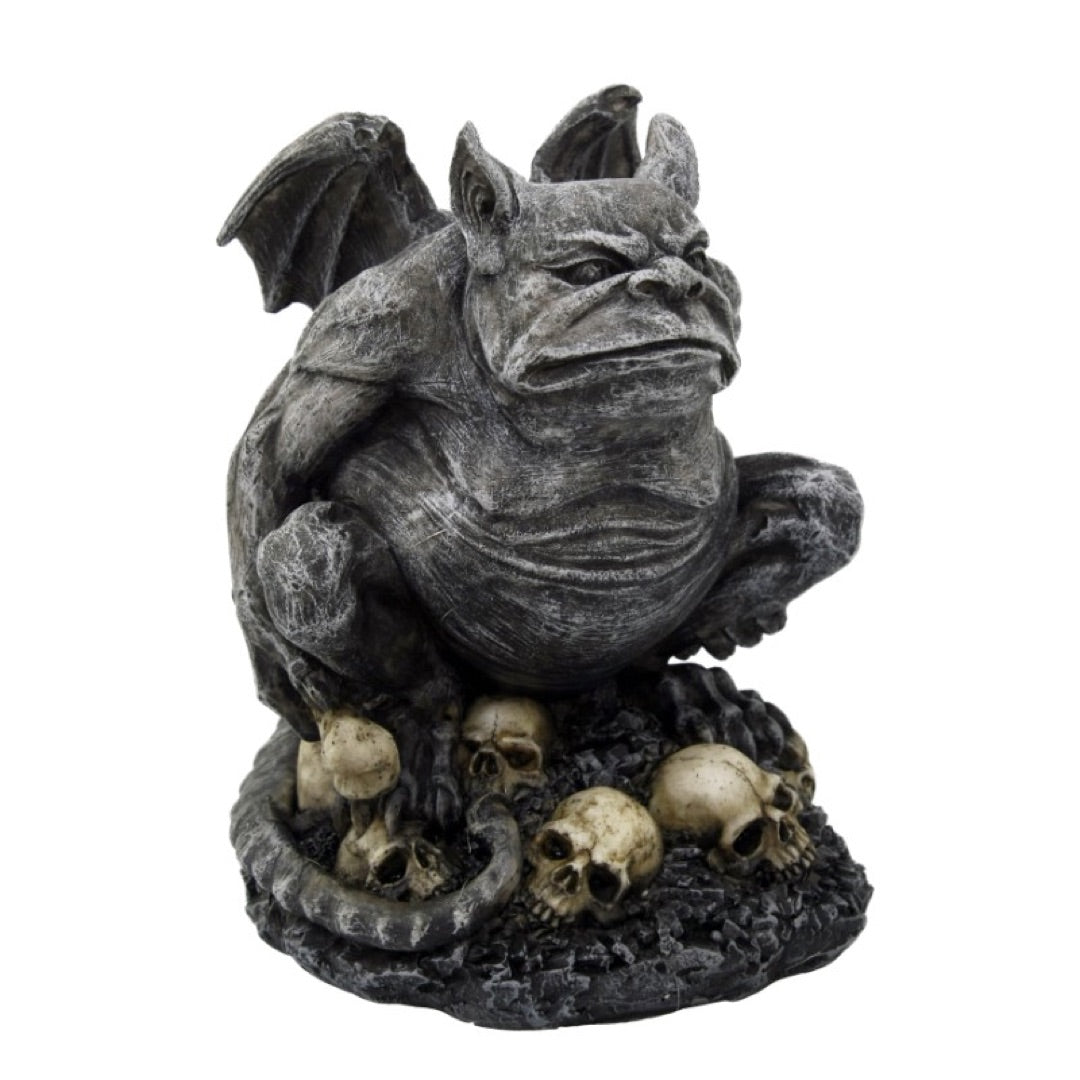 Gargoyle Toad with Skull Figurine