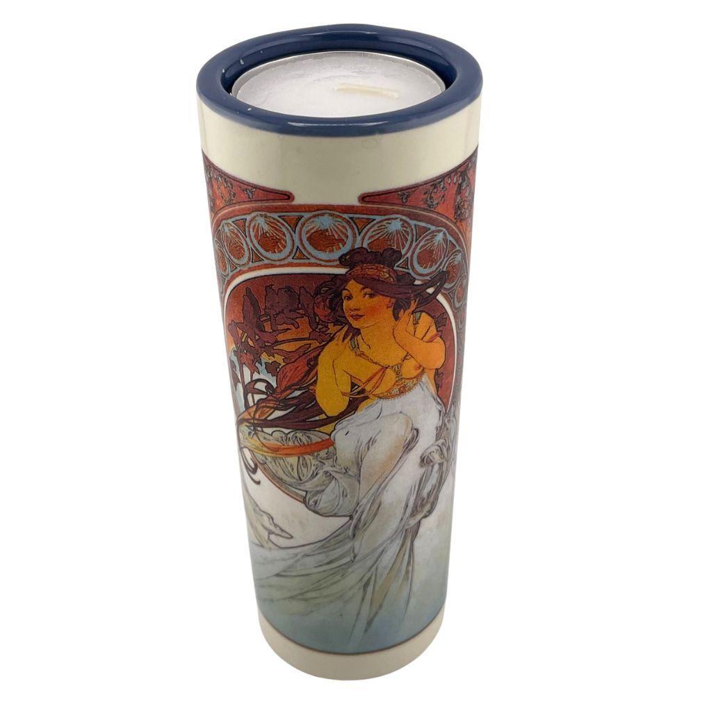 Mucha Arts Dance and Music Women Belle Epoque Ceramic Tealight Candleholder 5.75H - Museumize.com