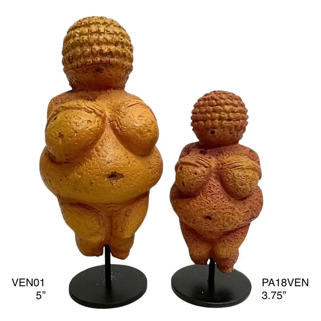 two sizes available of Venus of Willendorf statue replica, paleolithic mother goddess