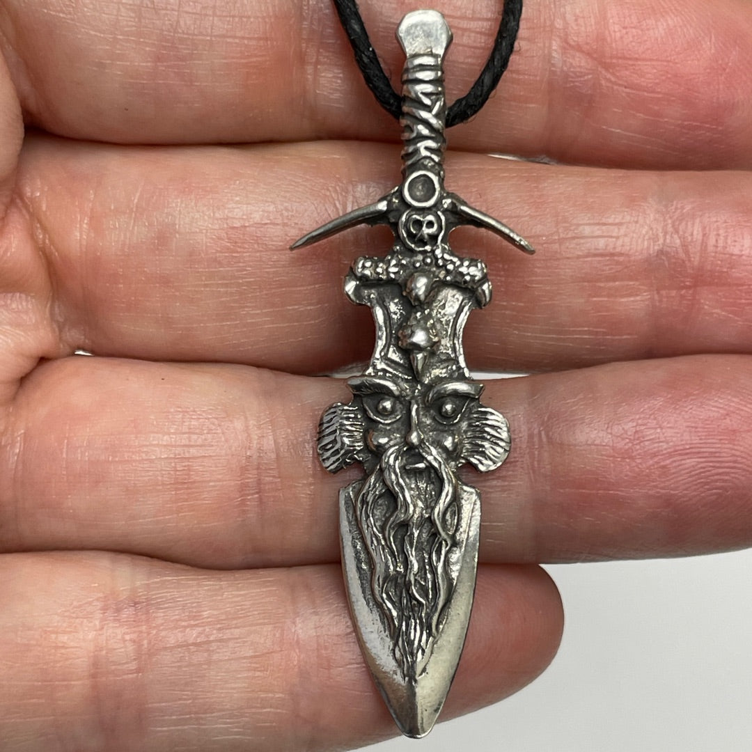 Sorcerers Dagger Athame Wiccan Pewter Necklace Pendant