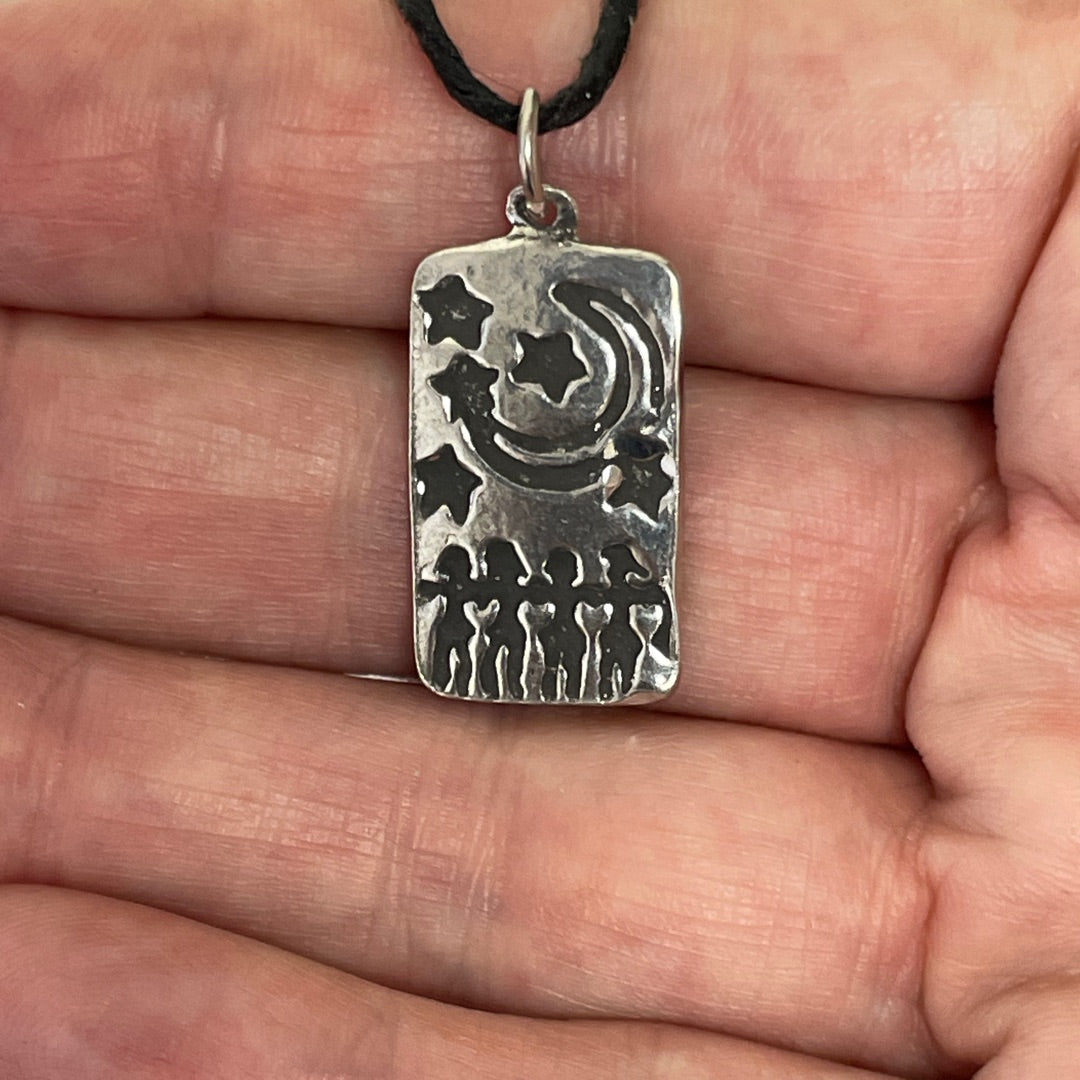 Womens Night Dance Wiccan Pewter Necklace Pendant
