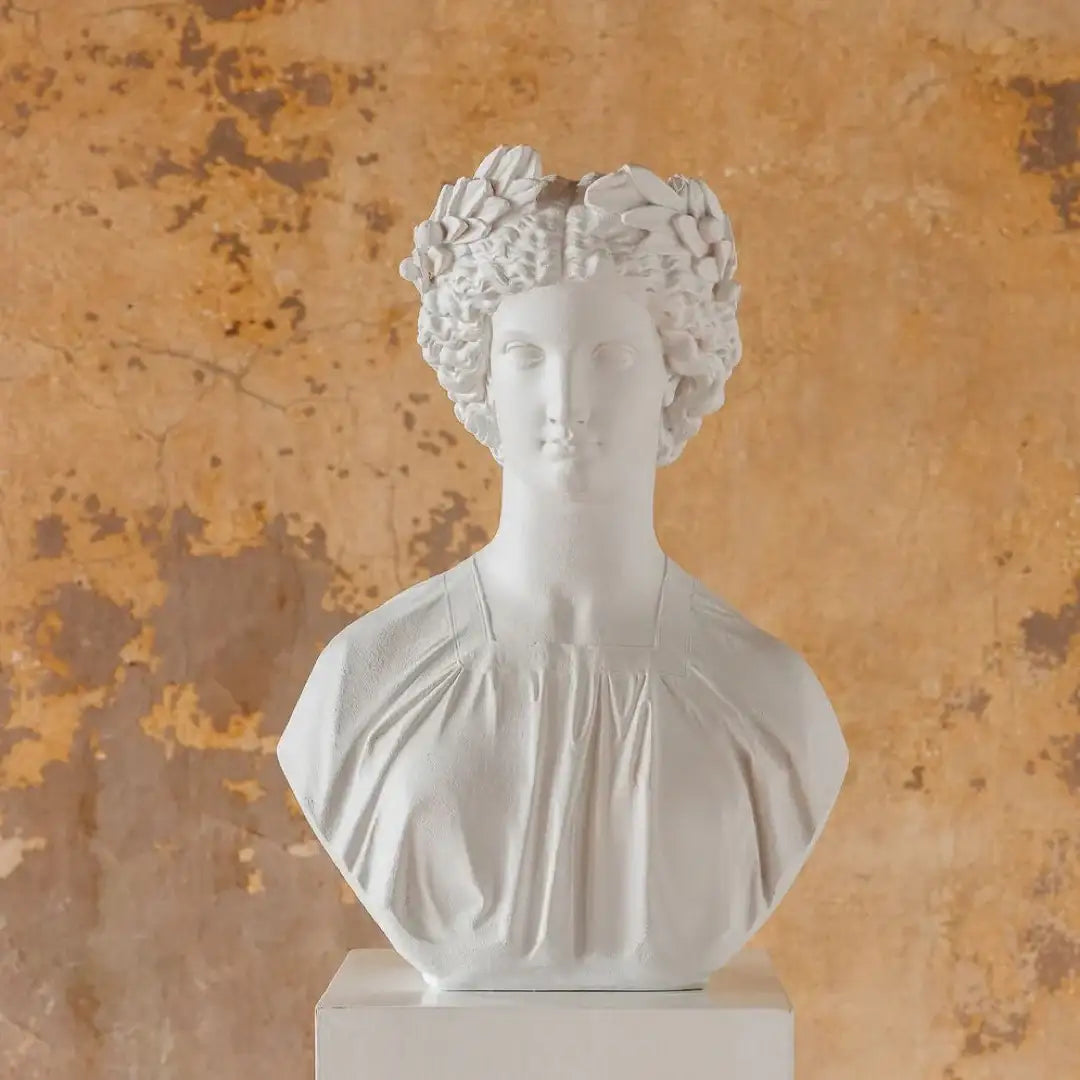 Greek Amazon Woman Bust Wearing Laurel Wreath 22.5H - Museumize.com