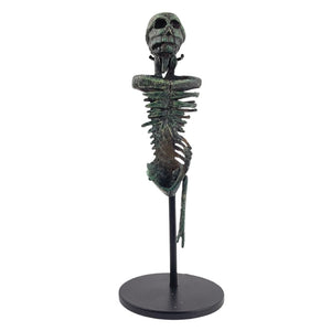 Roman Skeleton Miniature Bronze Replica Figurine, metal, articulated, stand included, 4.1H