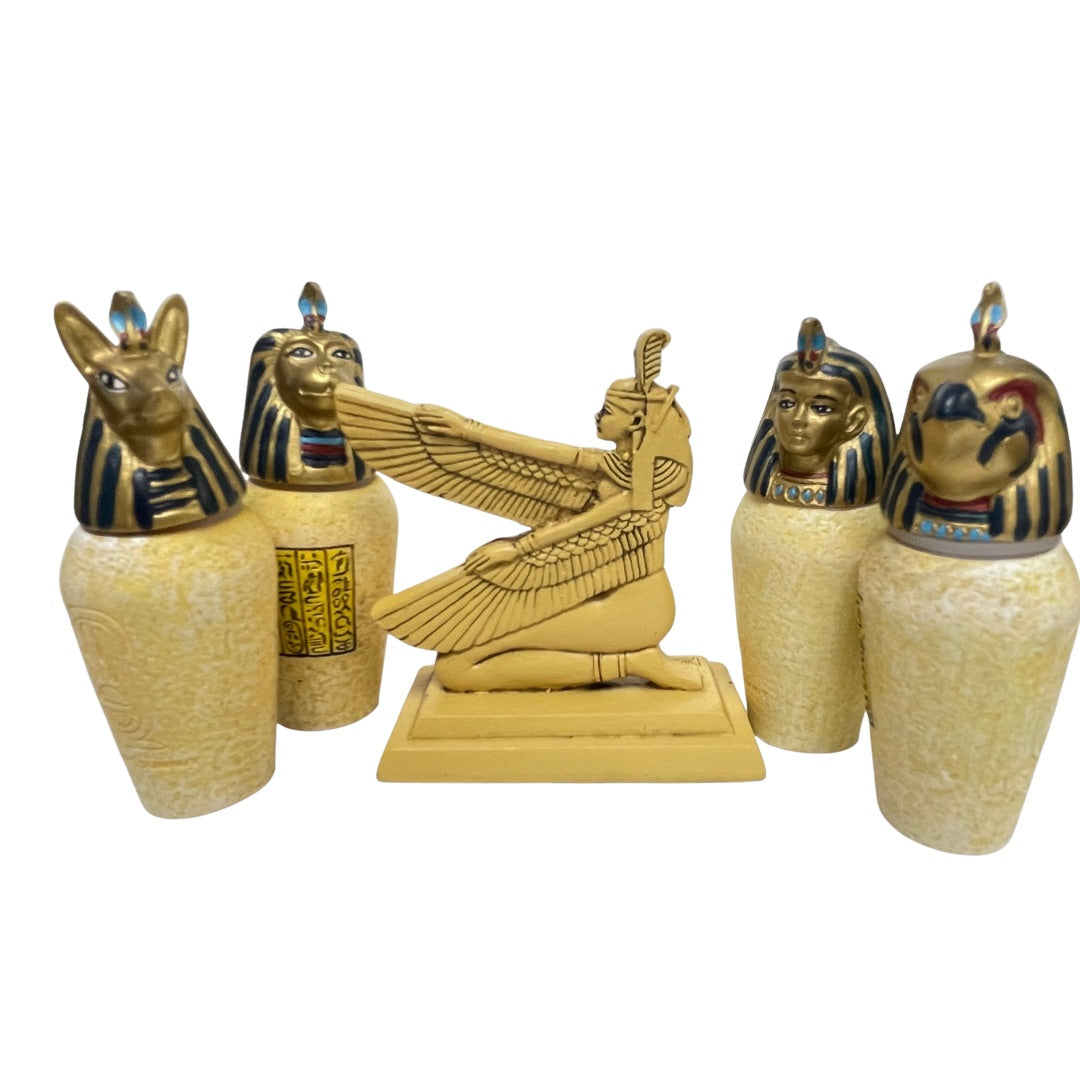 Egyptian Canopic Jar Set, Miniature Set for Learning