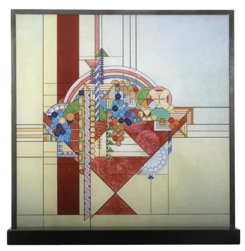 May Basket Abstract Stained Glass with Stand by Frank Lloyd Wright 10H