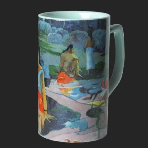 Mug Gauguin Eau Delicieuse Tahitian Women Blue Ceramic 8oz - Museumize.com