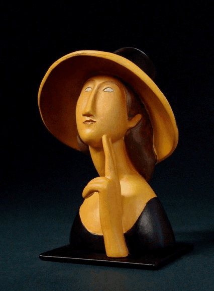 Lady in Straw Hat Statue (1918) by Modigliani – MO03, Art Sculpture 4H - Museumize.com