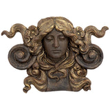 Woman Head Wall Planter Art Nouveau Bronze Finish 18.5H