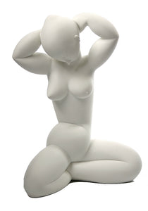 Modigliani Caryatide Female Nude Arms Raised White Statue 8.75H