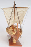 Viking Drakkar Longship Model Boat Wood Tan White Sail 12.5H x 15L