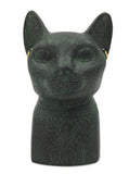 Bastet Cat Egyptian Bust with Earrings and Solar Disc Small Statue 3.4H