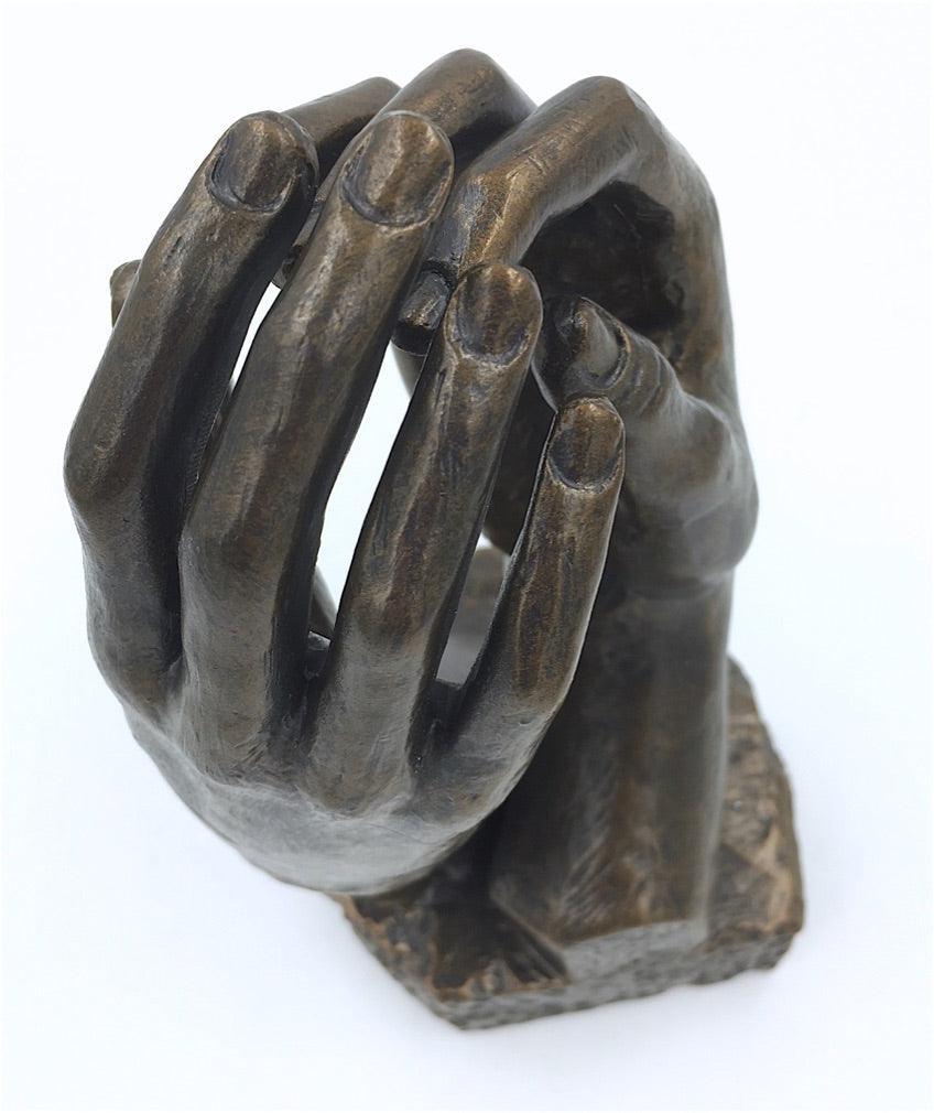 Rodin Cathedral Clasping Hands Gesture of Togetherness Statue Small 6H - Museumize.com