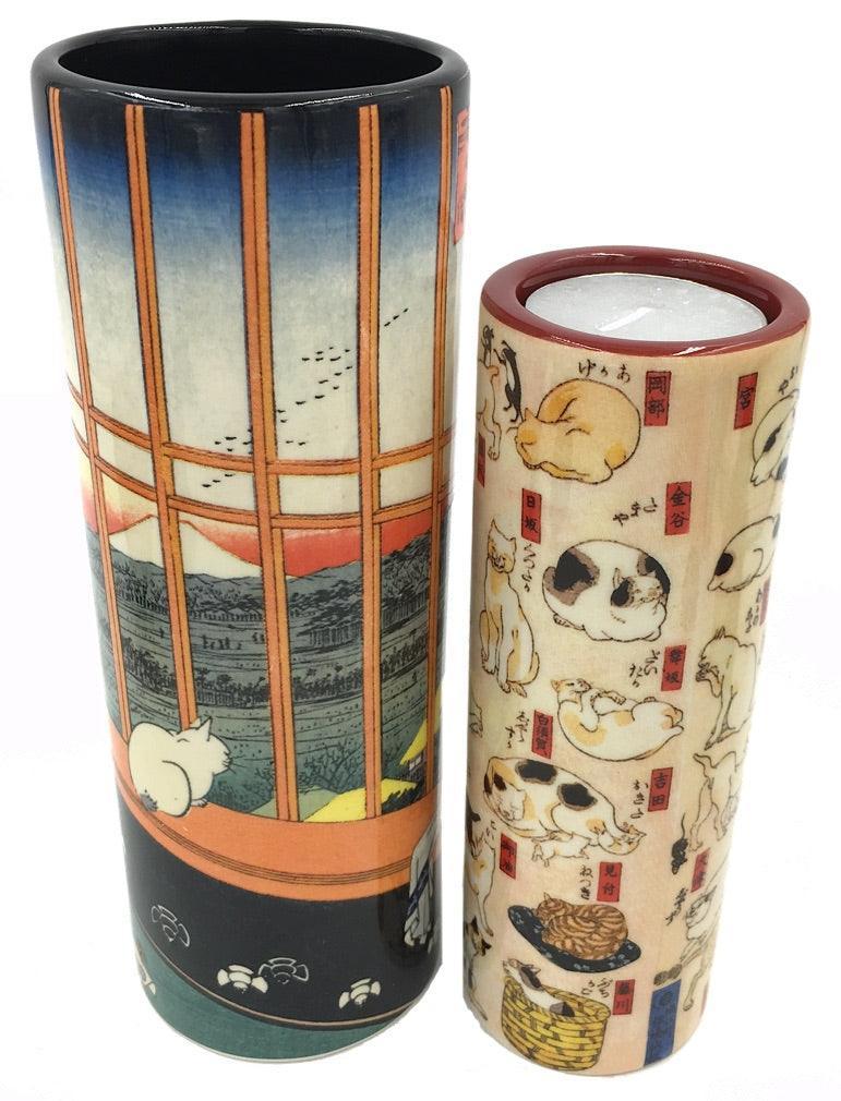 Cats Doing Everyday Activities Japanese Tealight Candleholder by Kuniyoshi 5.75H - Museumize.com