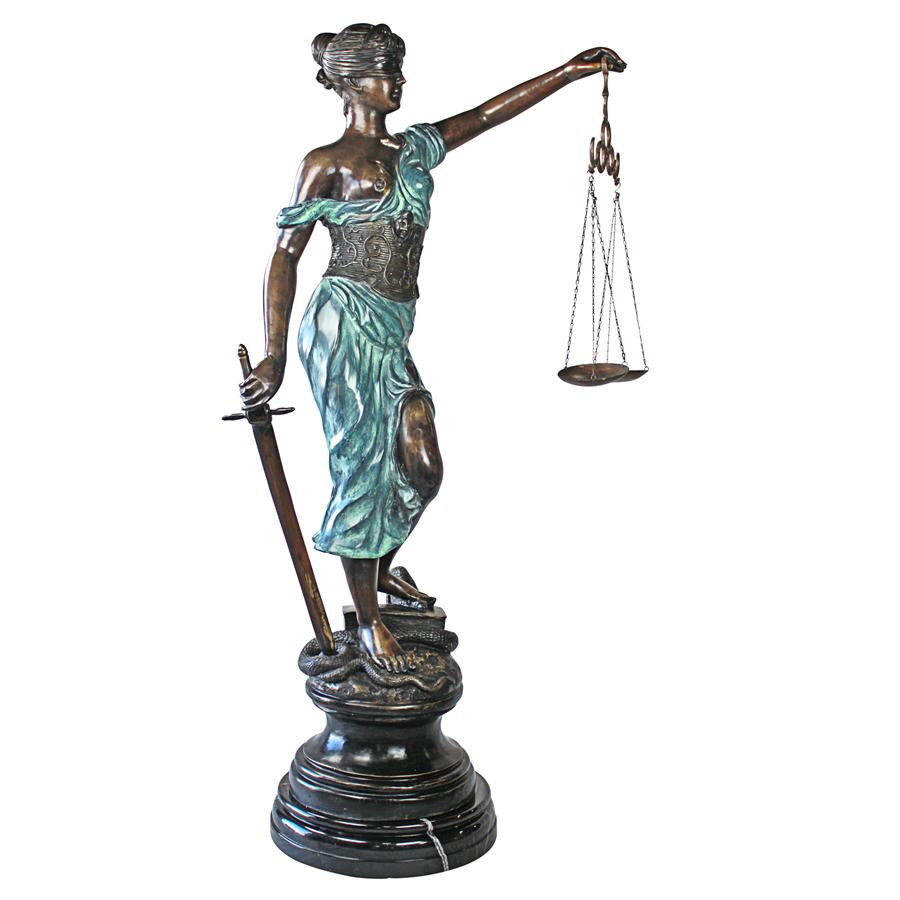 Blind Lady Goddess of Justice Lawyer Bronze Statue 56H