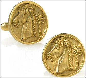 Etruscan Horse Head and Palm Tree after Tetradrachm Coin Cufflinks