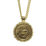 Caesar Roman Emperor Portrait Historical Costume Coin Gold Plate Necklace 20L