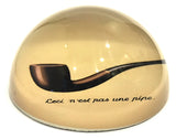 This is Not a Pipe Ceci n'est pas une pipe Surrealism Glass Dome Desk Paperweight by Magritte 3W