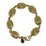 Egyptian Gold Scarab Link Bracelet Unisex 7.5L
