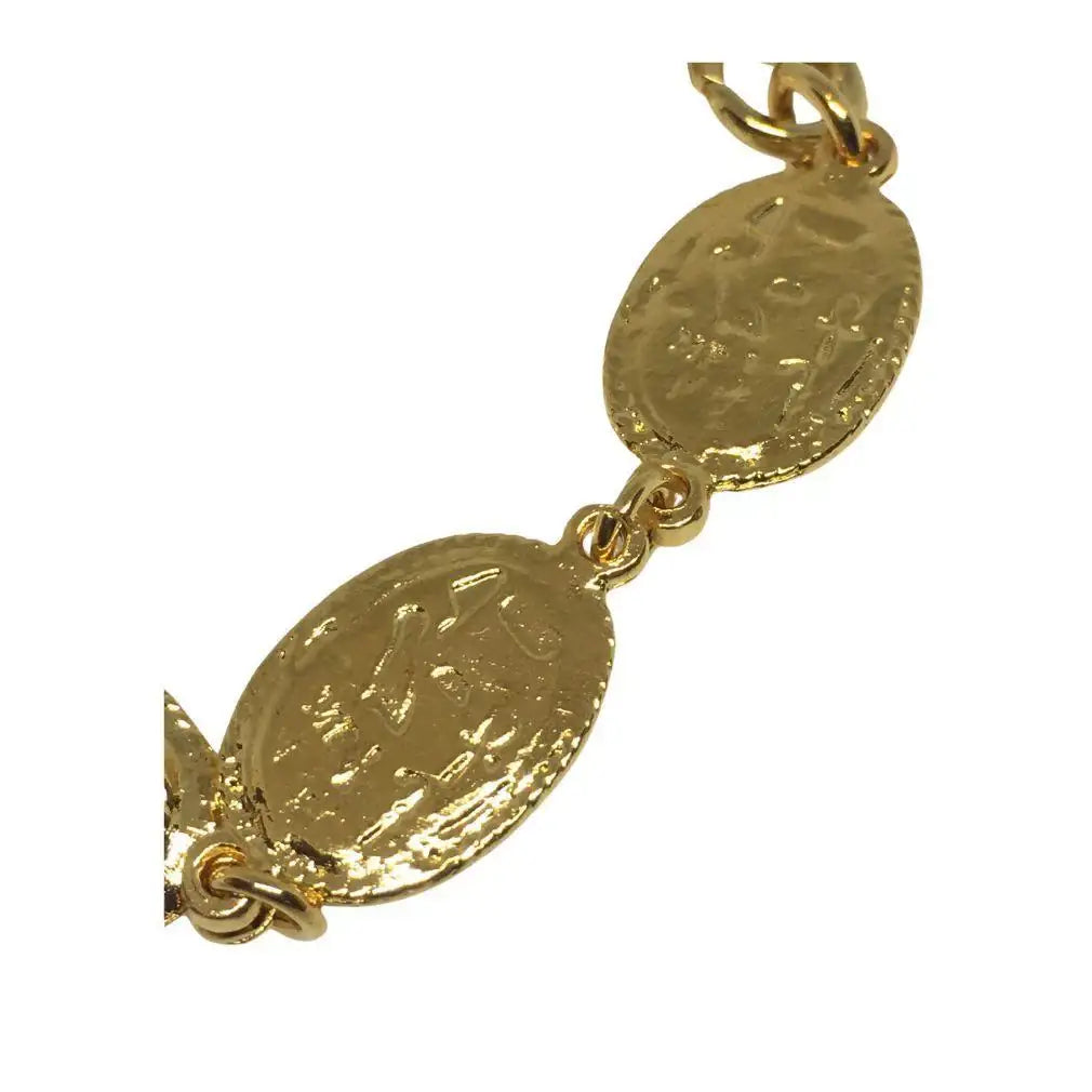Egyptian Gold Scarab Link Bracelet Unisex 7.5L - Museumize.com